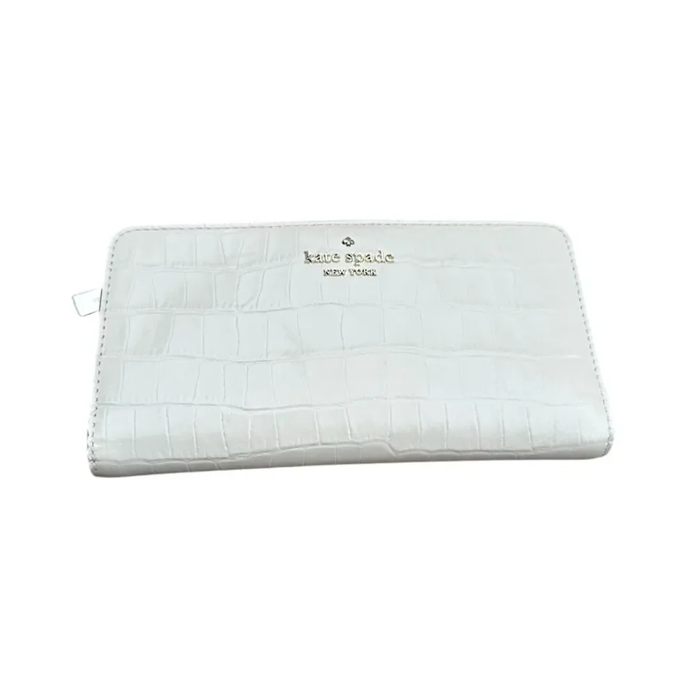 Kate Spade Ivory Dumpling Croc-Embossed Bi-fold Wallet